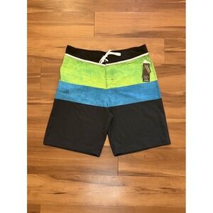 Burnside Swim Trunks Board Shorts Green Blue Black Colorblock NWT Men's Size 36